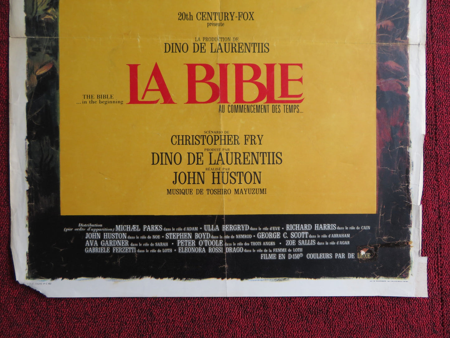 THE BIBLE: IN THE BEGINNING FRENCH POSTER MICHAEL PARKS RICHARD HARRIS 1966