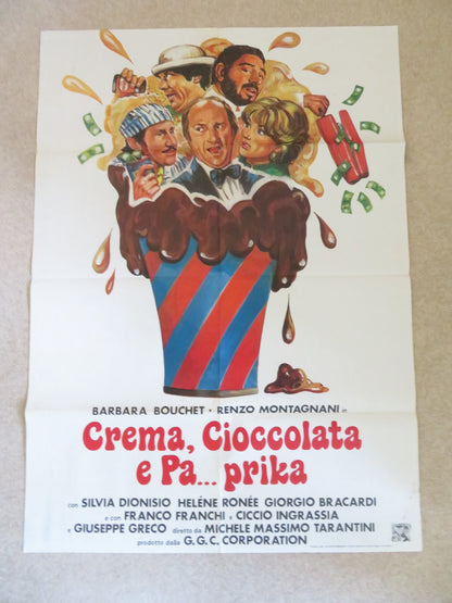 CREMA, CIOCCOLATA E PA...PRIKA ITALIAN 2 FOGLIO POSTER BARBARA BOUCHET 1981