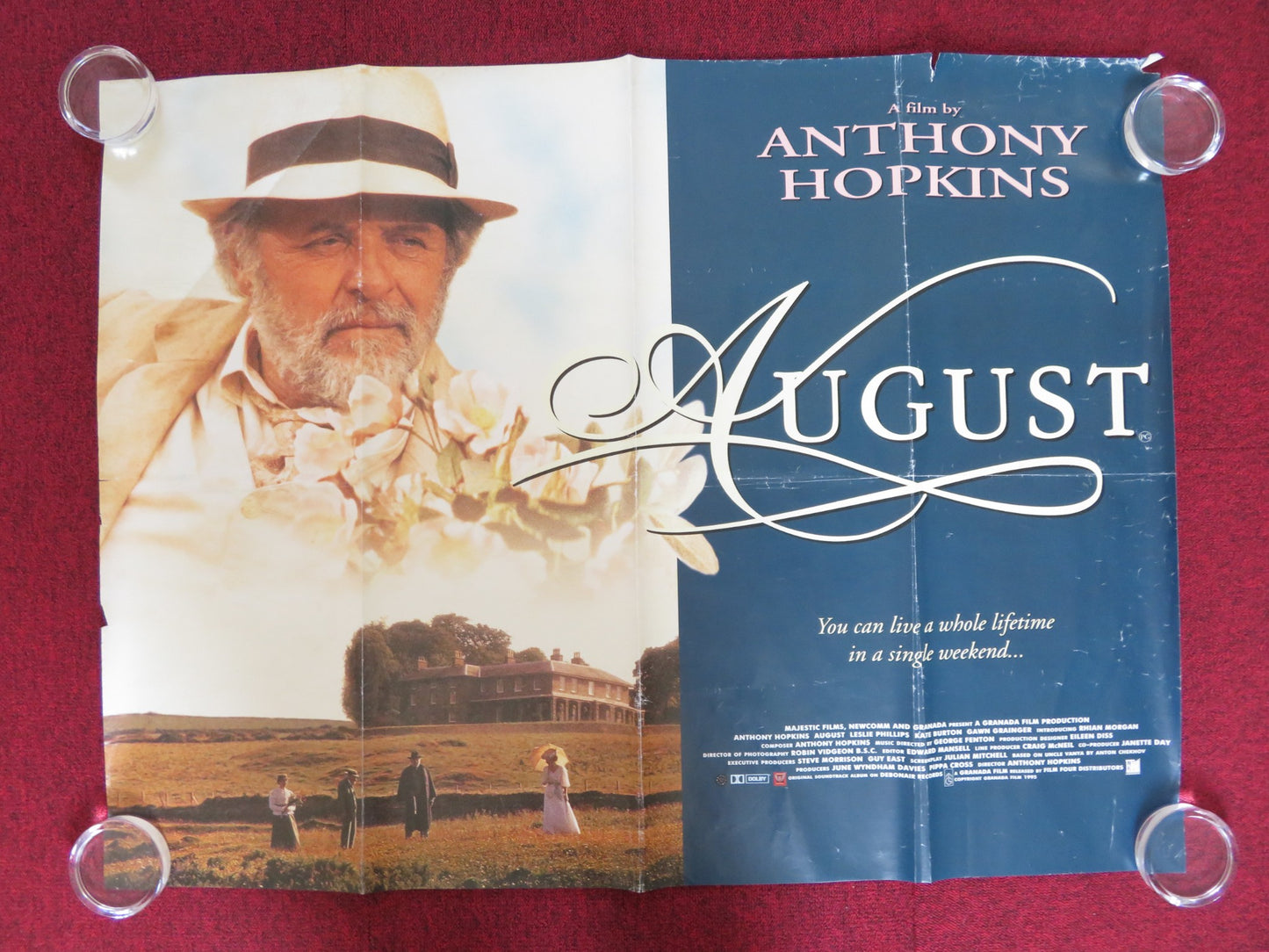 AUGUST UK QUAD (30"x 40") ROLLED POSTER ANTHONY HOPKINS LESLIE PHILLIPS 1996