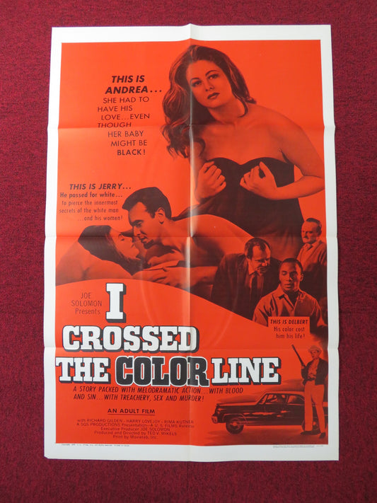 I CROSSED THE COLOR LINE FOLDED US ONE SHEET POSTER GILDEN RIMA KUTNER 1966