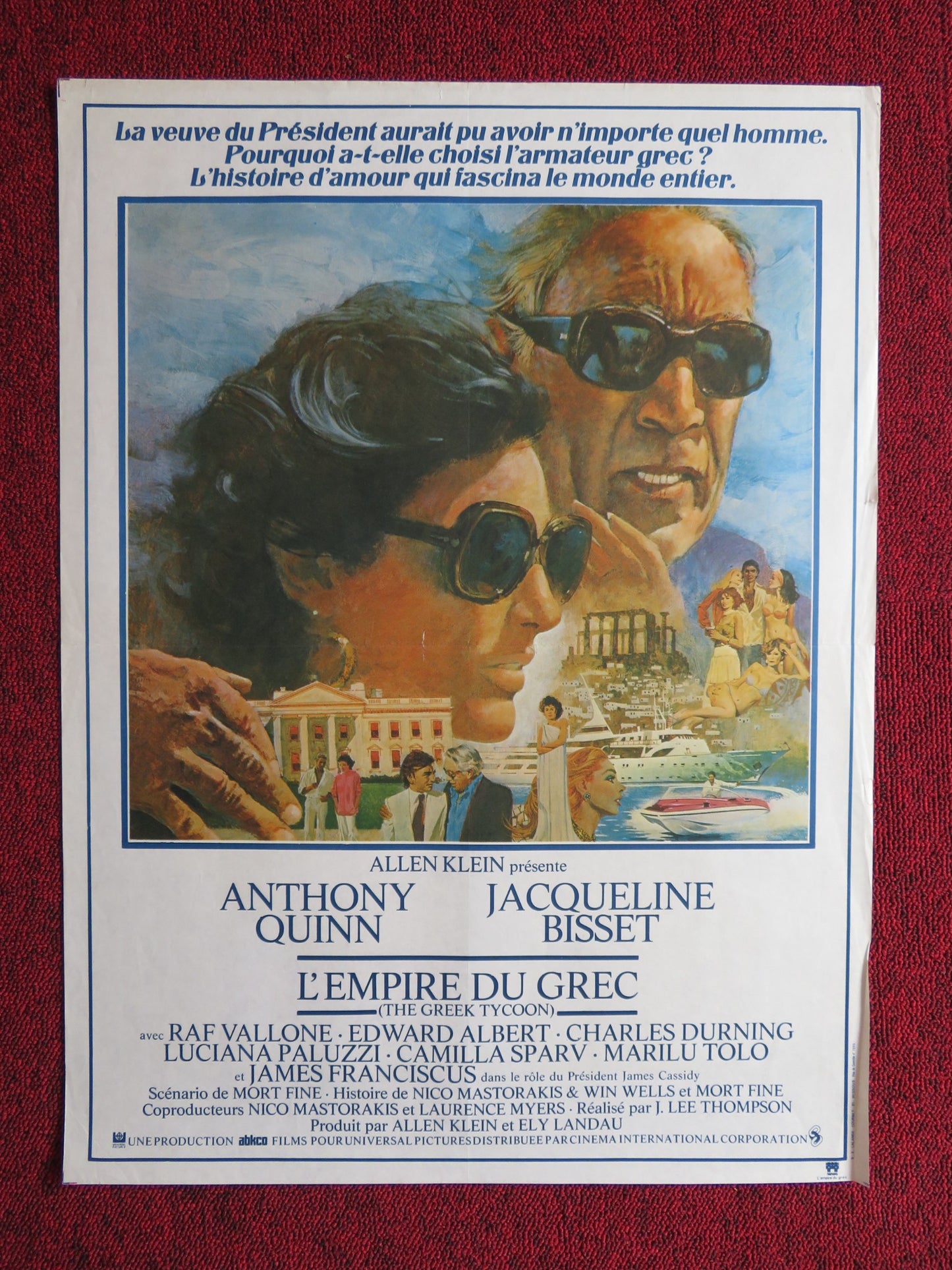 THE GREEK TYCOON FRENCH POSTER ANTHONY QUINN JACQUELINE BISSET 1987