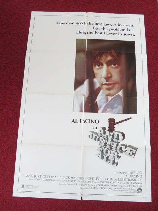 AND JUSTICE FOR ALL FOLDED US ONE SHEET POSTER AL PACINO JACK WARDEN 1979