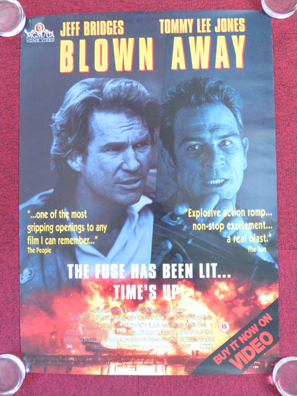 BLOWN AWAY VHS VIDEO POSTER ROLLED JEFF BRIDGES TOMMY LEE JONES 1994