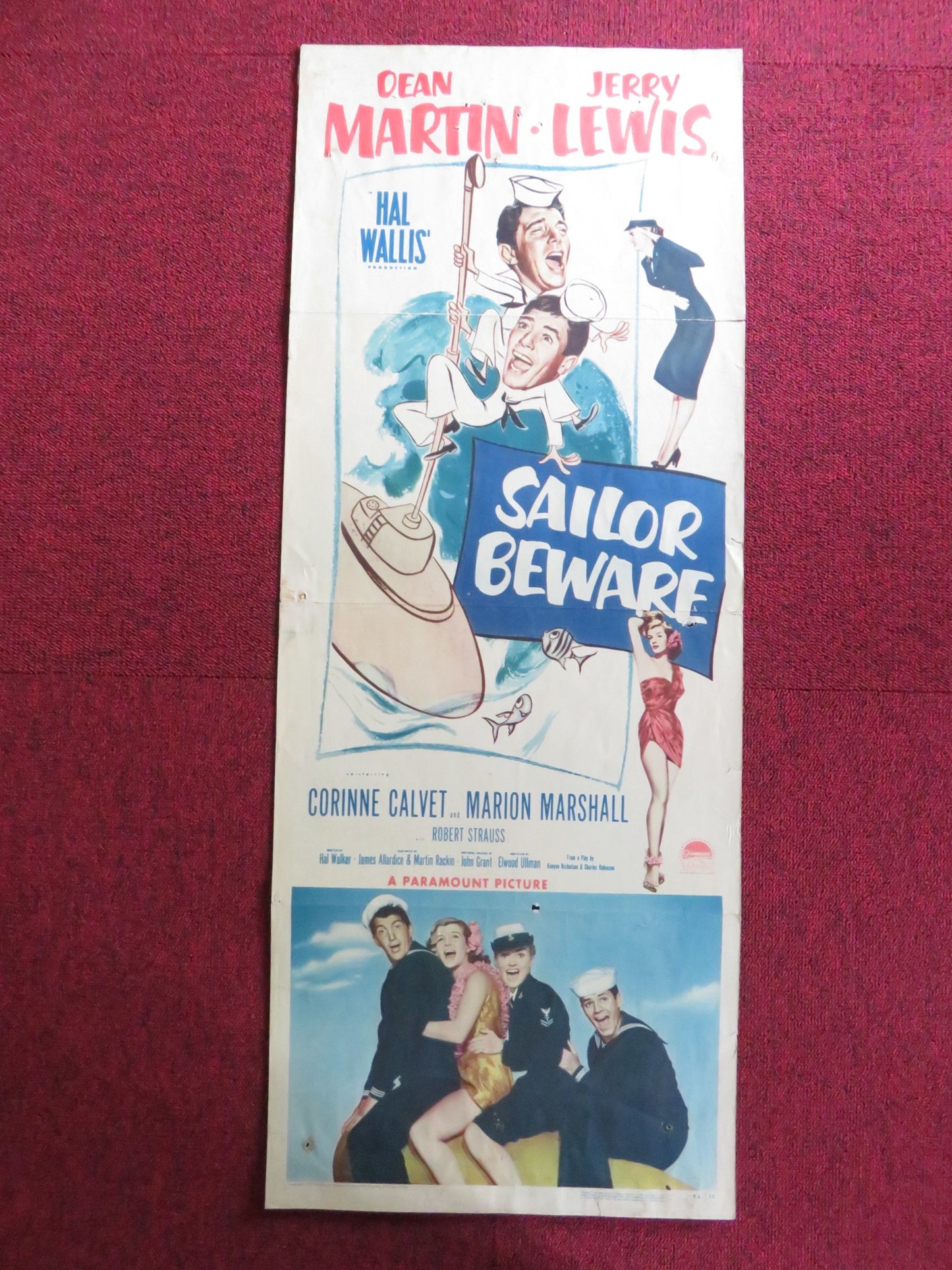 SAILOR BEWARE US INSERT (14"x 36") POSTER DEAN MARTIN JERRY LEWIS 1952