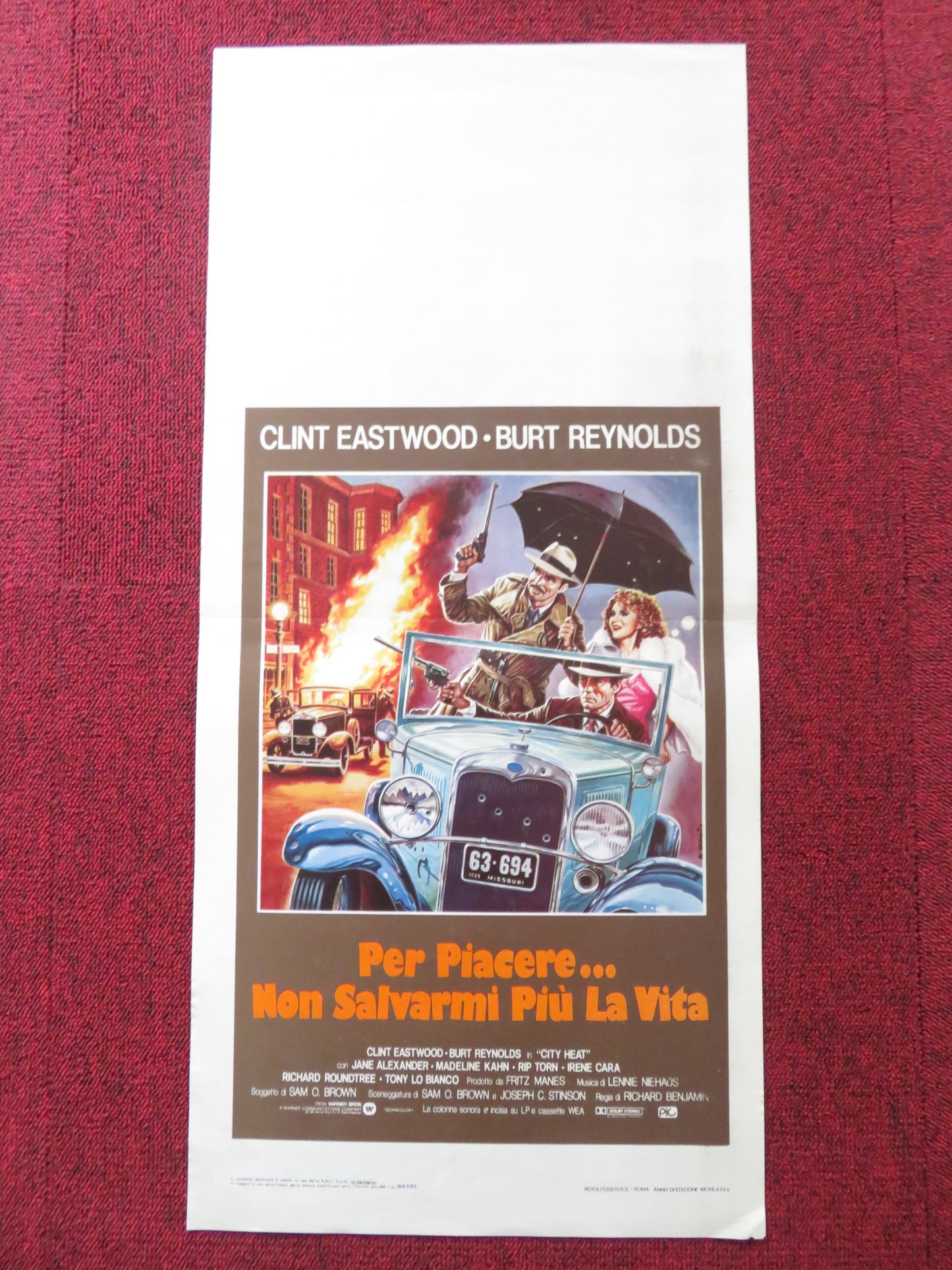 CITY HEAT ITALIAN LOCANDINA POSTER CLINT EASTWOOD BURT REYNOLDS 1984