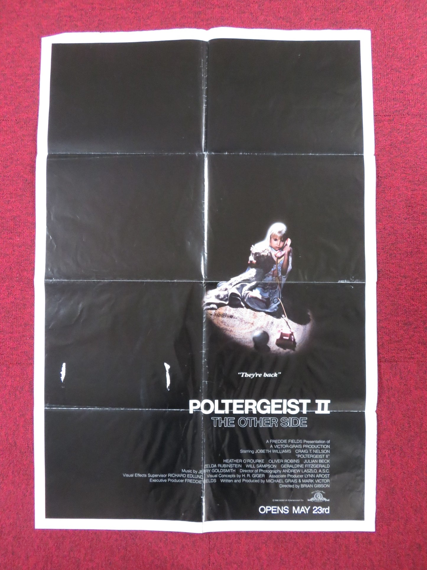 THE POLTERGEIST II: THE OTHER SIDE FOLDED US ONE SHEET POSTER J. WILLIAMS 1986