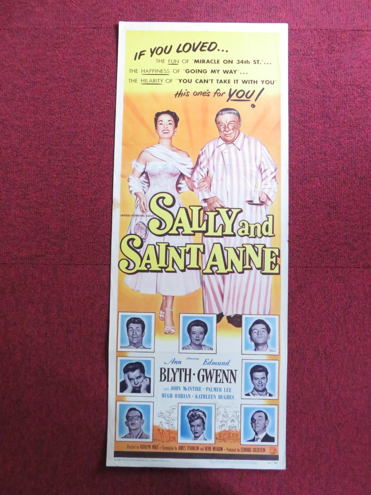 SALLY AND SAINT ANNE US INSERT (14"x 36") POSTER ANN BLYTH EDMUND GWENN 1952