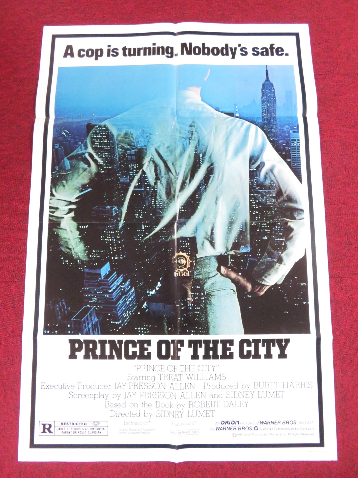 PRINCE OF THE CITY  FOLDED US ONE SHEET POSTER TREAT WILLIAMS JERRY ORBACH 1981