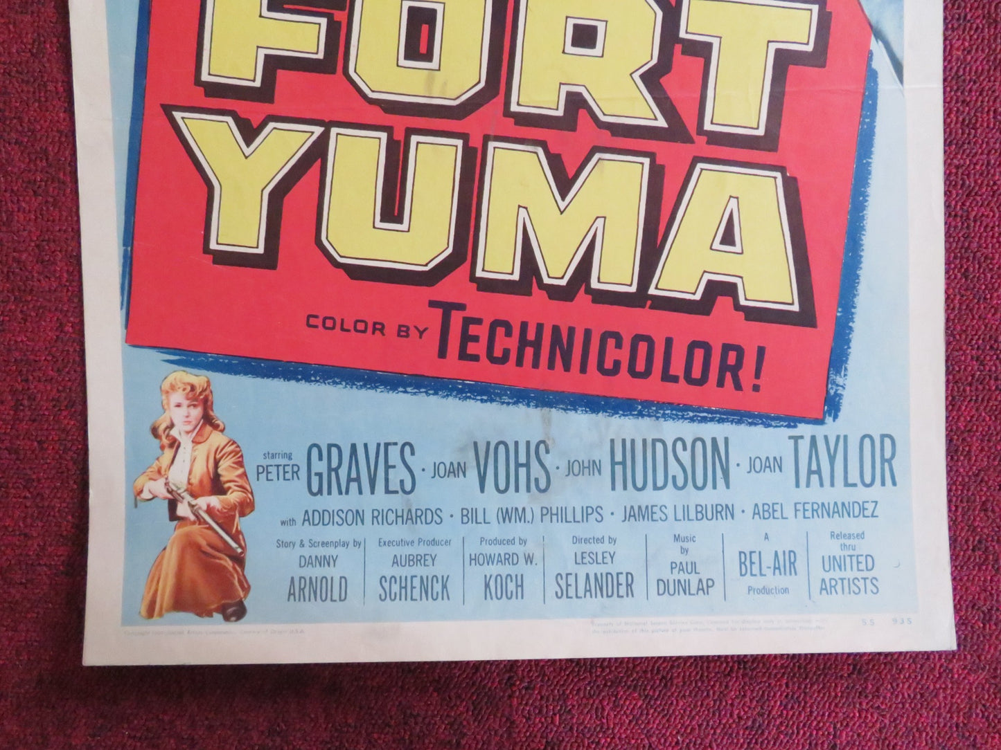 FORT YUMA US INSERT (14"x 36") POSTER PETER GRAVES JOAN VOHS 1955