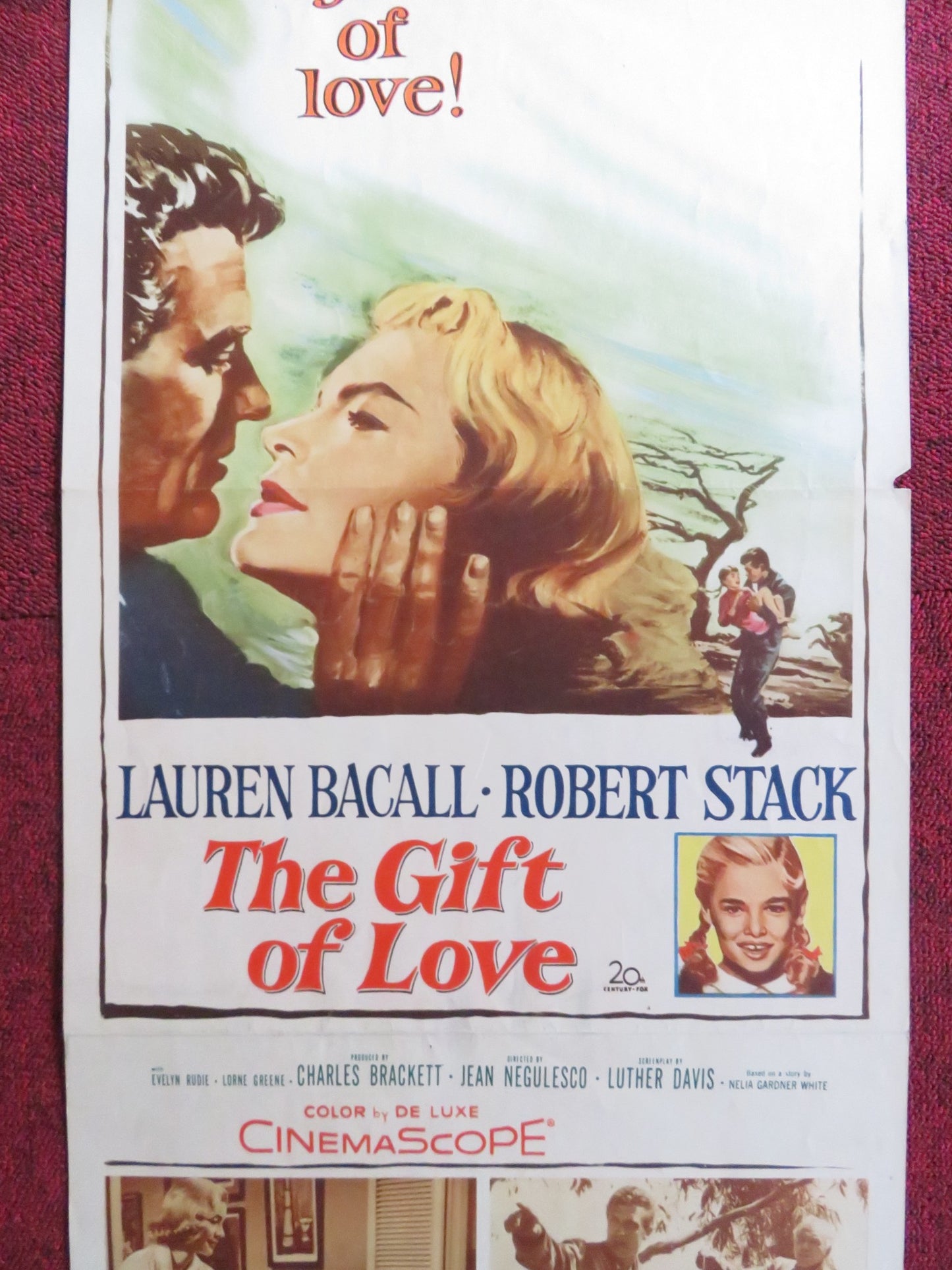 THE GIFT OF LOVE US INSERT (14"x 36") POSTER LAUREN BACALL ROBERT STACK 1958