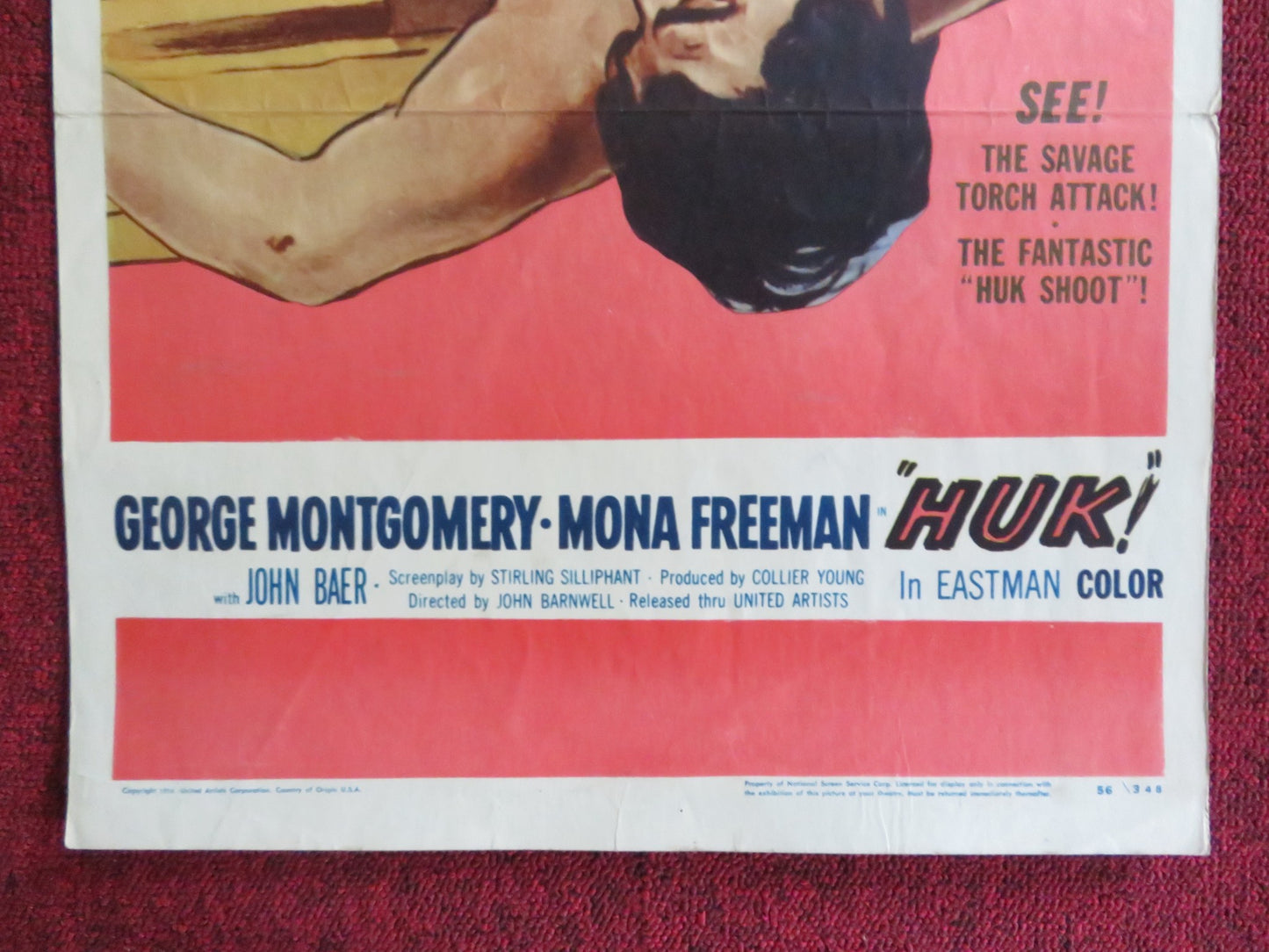 HUK! US INSERT (14"x 36") POSTER GEORGE MONTGOMERY MONA FREEMAN 1958