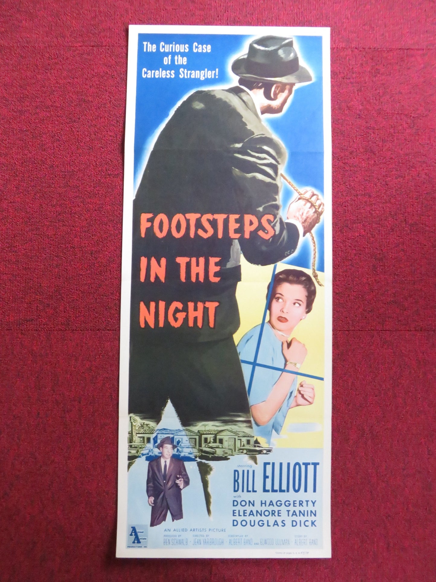 FOOTSTEPS IN THE NIGHT US INSERT (14"x 36") POSTER BILL ELLIOTT HAGGERTY 1957