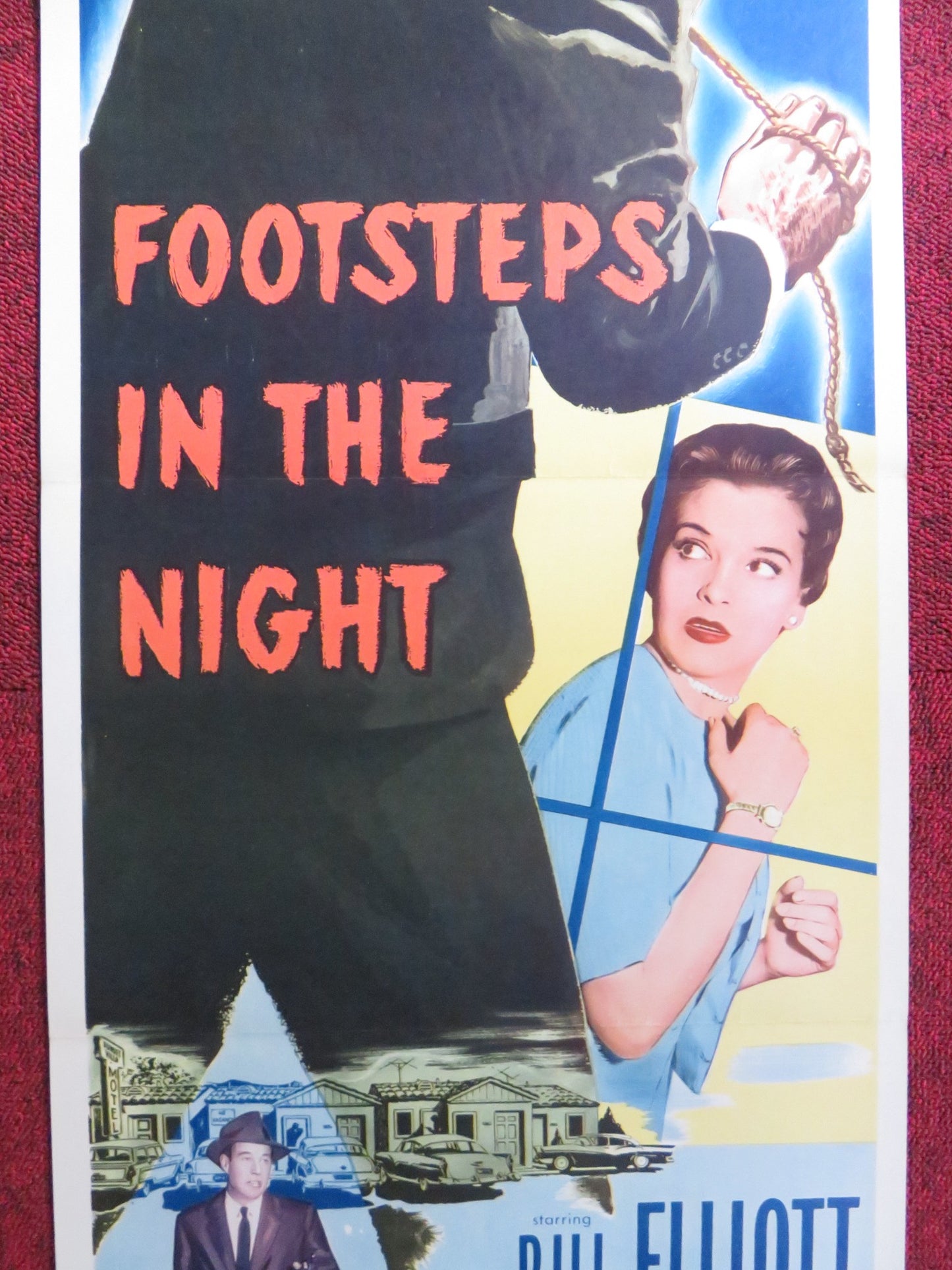 FOOTSTEPS IN THE NIGHT US INSERT (14"x 36") POSTER BILL ELLIOTT HAGGERTY 1957