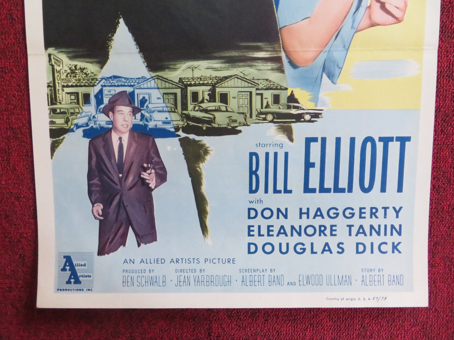 FOOTSTEPS IN THE NIGHT US INSERT (14"x 36") POSTER BILL ELLIOTT HAGGERTY 1957