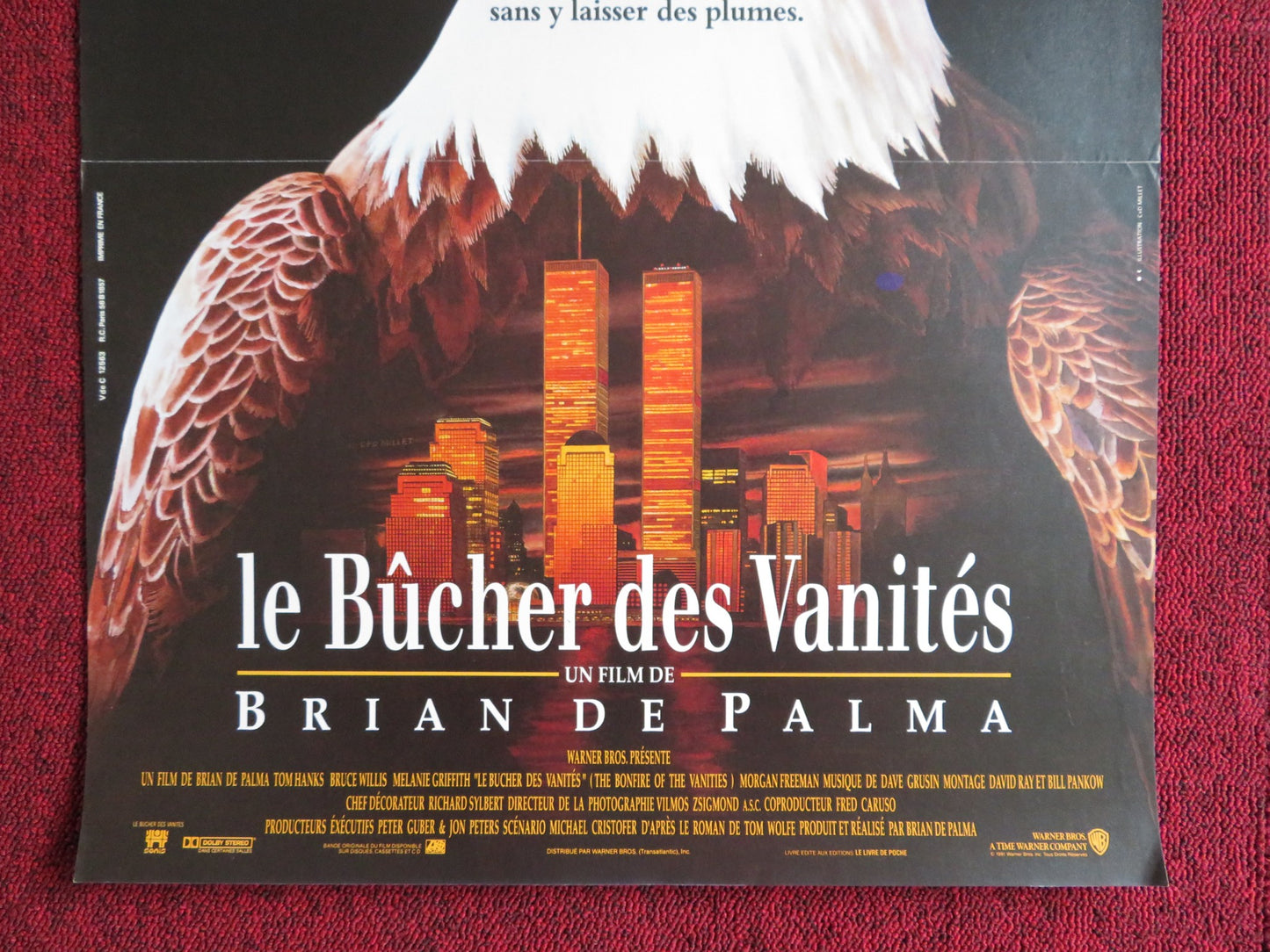 BONFIRE OF THE VANITIES FRENCH POSTER TOM HANKS BRUCE WILLIS 1990