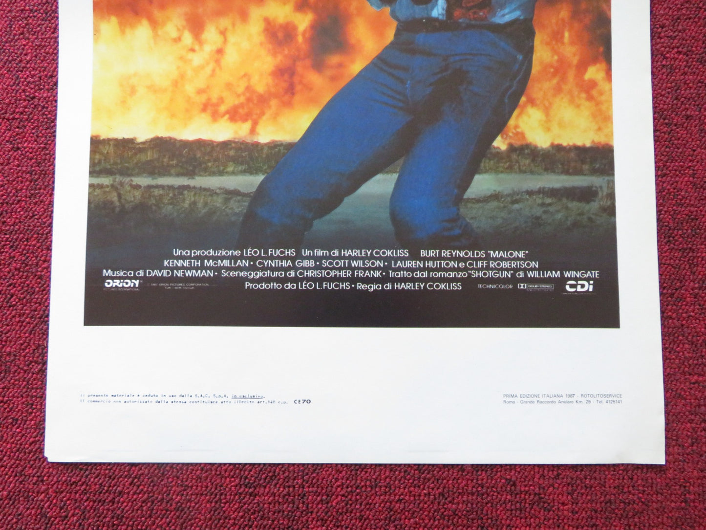 MALONE ITALIAN LOCANDINA POSTER BURT REYNOLDS CLIFF ROBERTSON 1987