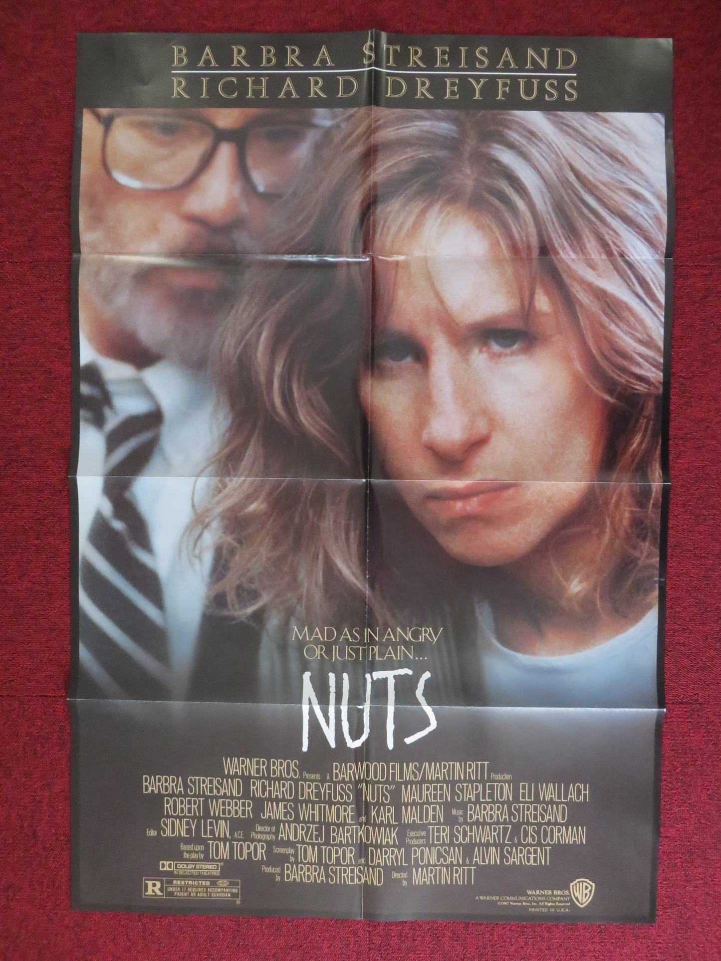 NUTS FOLDED US ONE SHEET POSTER BARBRA STREISAND RICHARD DREYFUSS 1987