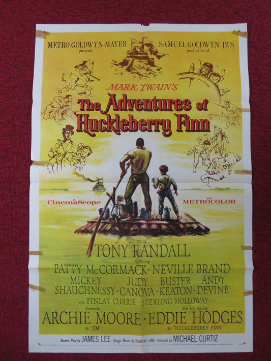 THE ADVENTURES OF HUCKLEBERRY FINN FOLDED US ONE SHEET POSTER TONY RANDALL 1960