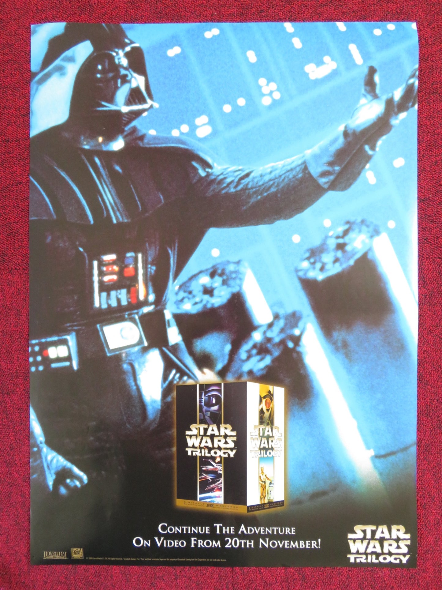 STAR WARS TRILOGY VHS VIDEO POSTER MARK HAMILL HARRISON FORD 2000