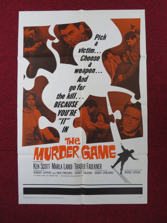 THE MURDER GAME FOLDED US ONE SHEET POSTER KEN SCOTT MARLA LANDI 1965