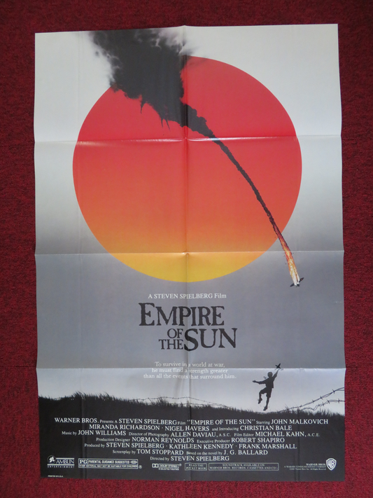 EMPIRE OF THE SUN FOLDED US ONE SHEET POSTER SPIELBERG CHRISTIAN BALE 1987