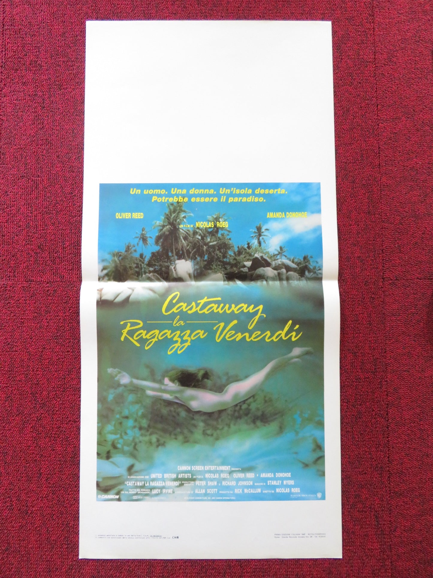 CASTAWAY VENERDI ITALIAN LOCANDINA POSTER CANNON OLIVER REED 1986