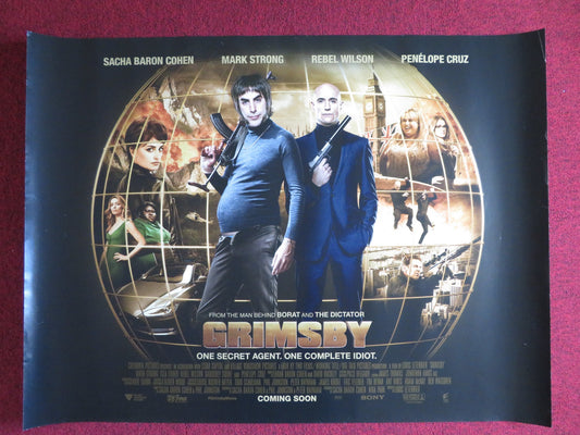 GRIMSBY UK QUAD (30"x 40") ROLLED POSTER SACHA BARON COHEN MARK STRONG 2016