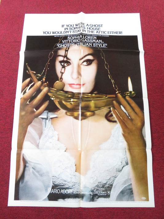 GHOSTS, ITALIAN STYLE FOLDED US ONE SHEET POSTER SOPHIA LOREN V. GASSMAN 1968