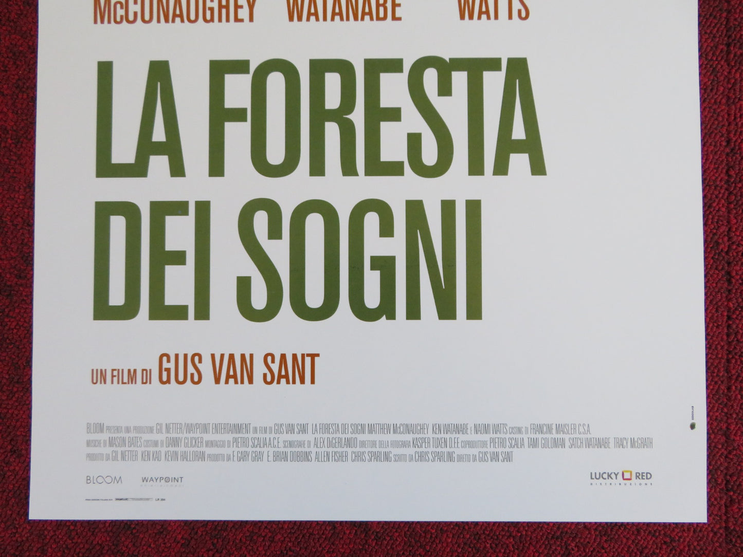 THE SEA OF TREES ITALIAN LOCANDINA POSTER MCCONAUGHEY WATANABE WATTS 2015