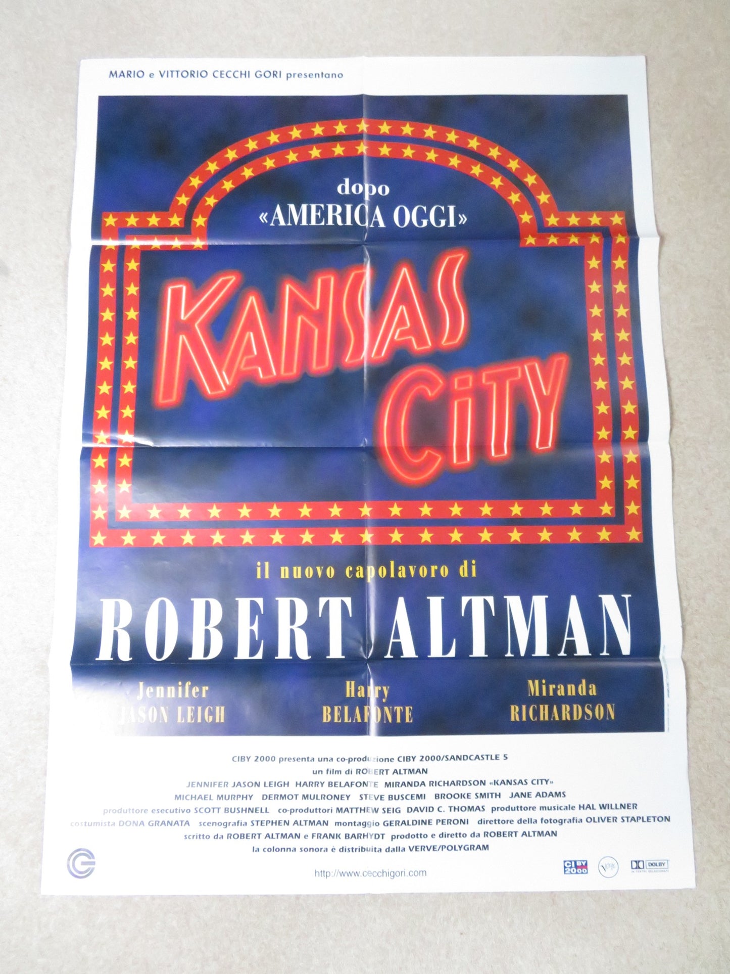 KANSAS CITY ITALIAN 2 FOGLIO POSTER JENIFER JASON LEIGH HARRY BELAFONTE 1996