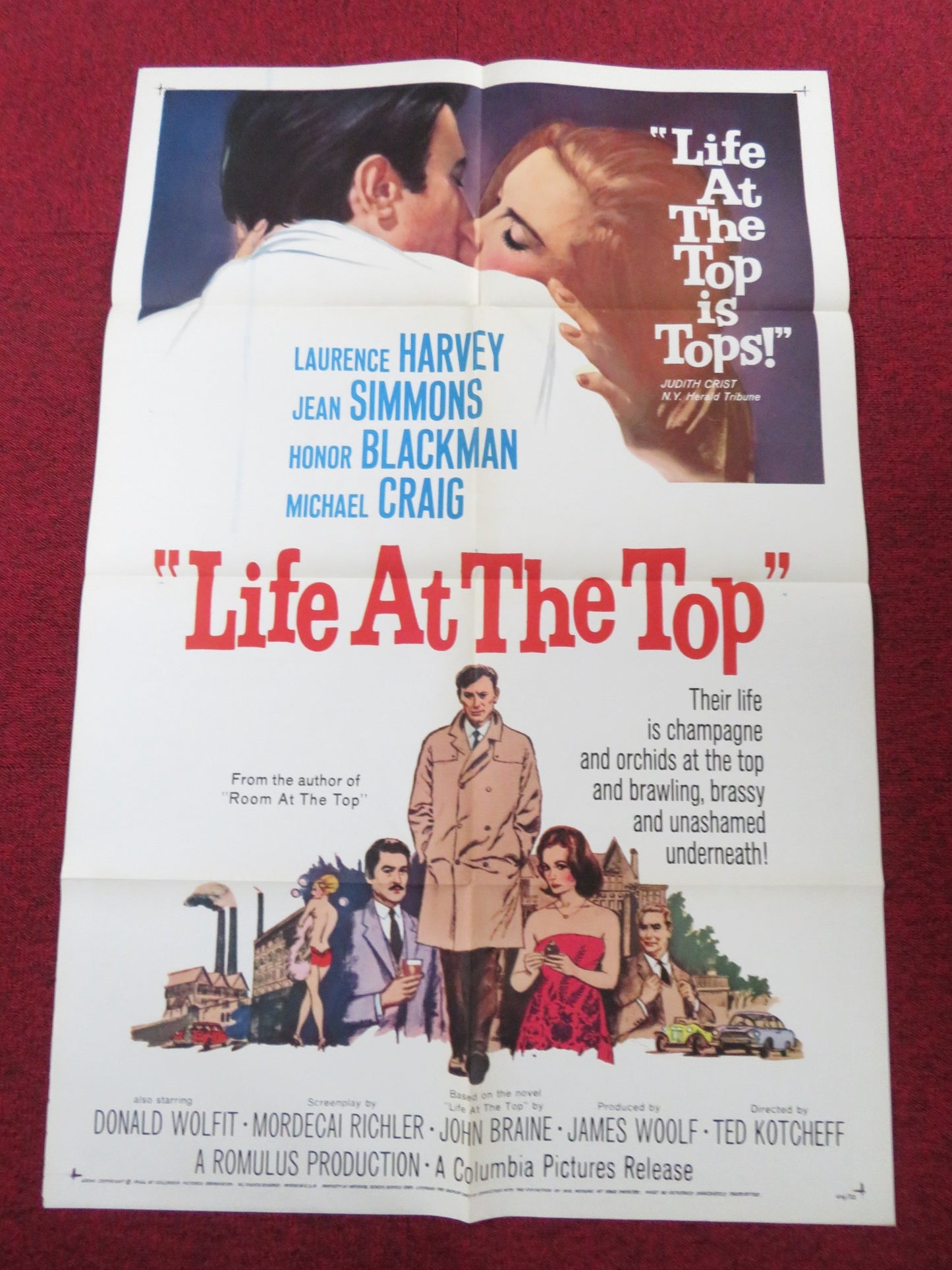 LIFE AT THE TOP FOLDED US ONE SHEET POSTER LAURENCE HARVEY JEAN SIMMONS 1966