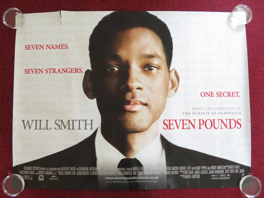 SEVEN POUNDS UK QUAD (30"x 40") ROLLED POSTER WILL SMITH WOODY HARRELSON 2008