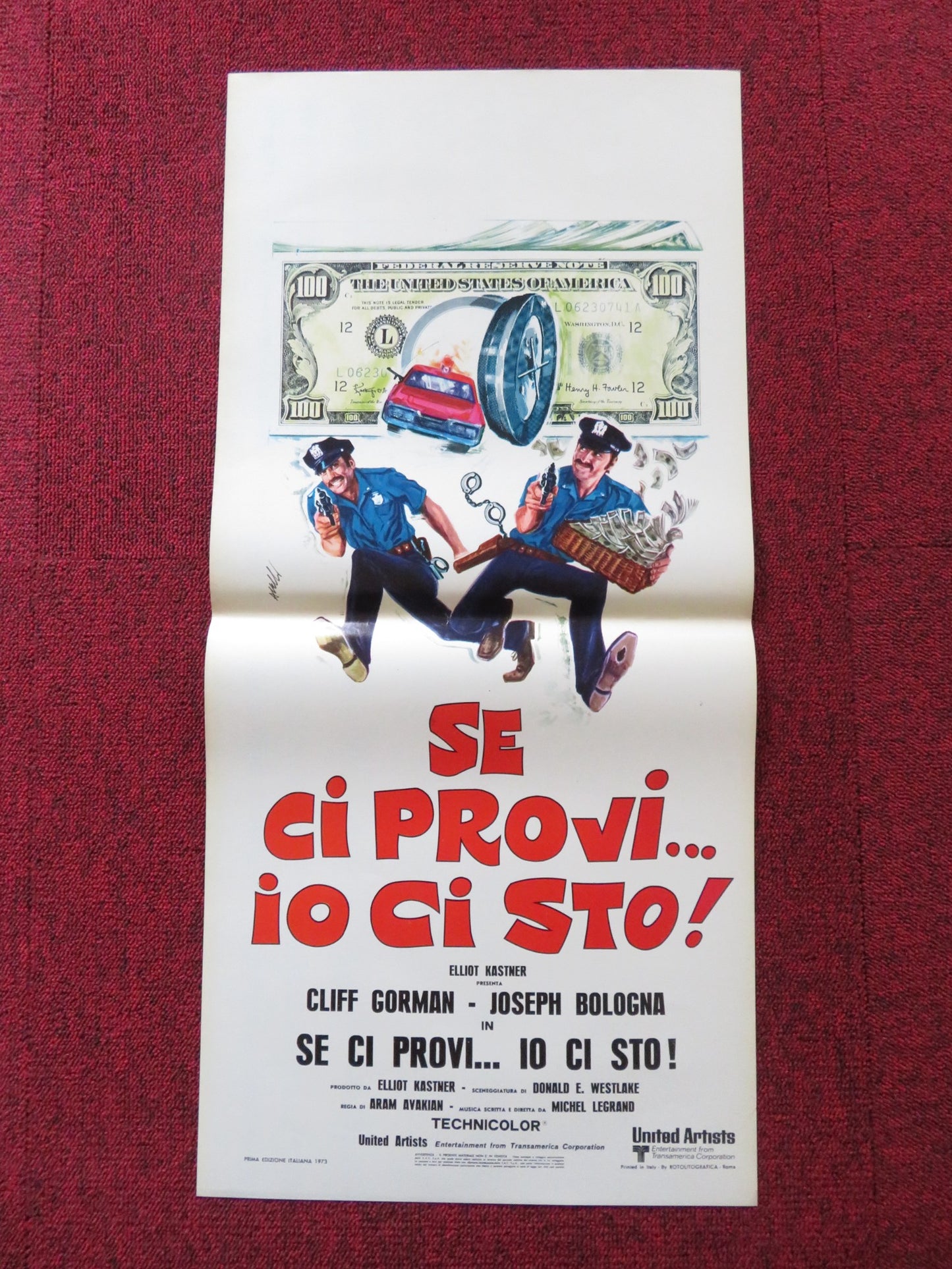 COPS AND ROBBERS ITALIAN LOCANDINA POSTER CLIFF GORMAN JOSEPH BOLOGNA 1973