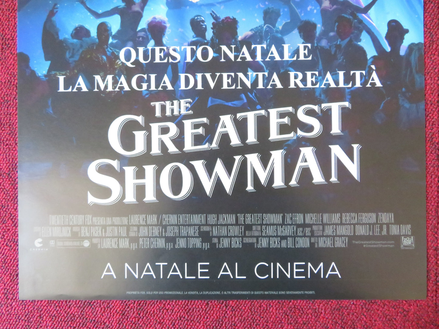 THE GREATEST SHOWMAN ITALIAN LOCANDINA POSTER HUGH JACKMAN ZAC EFRON 2017