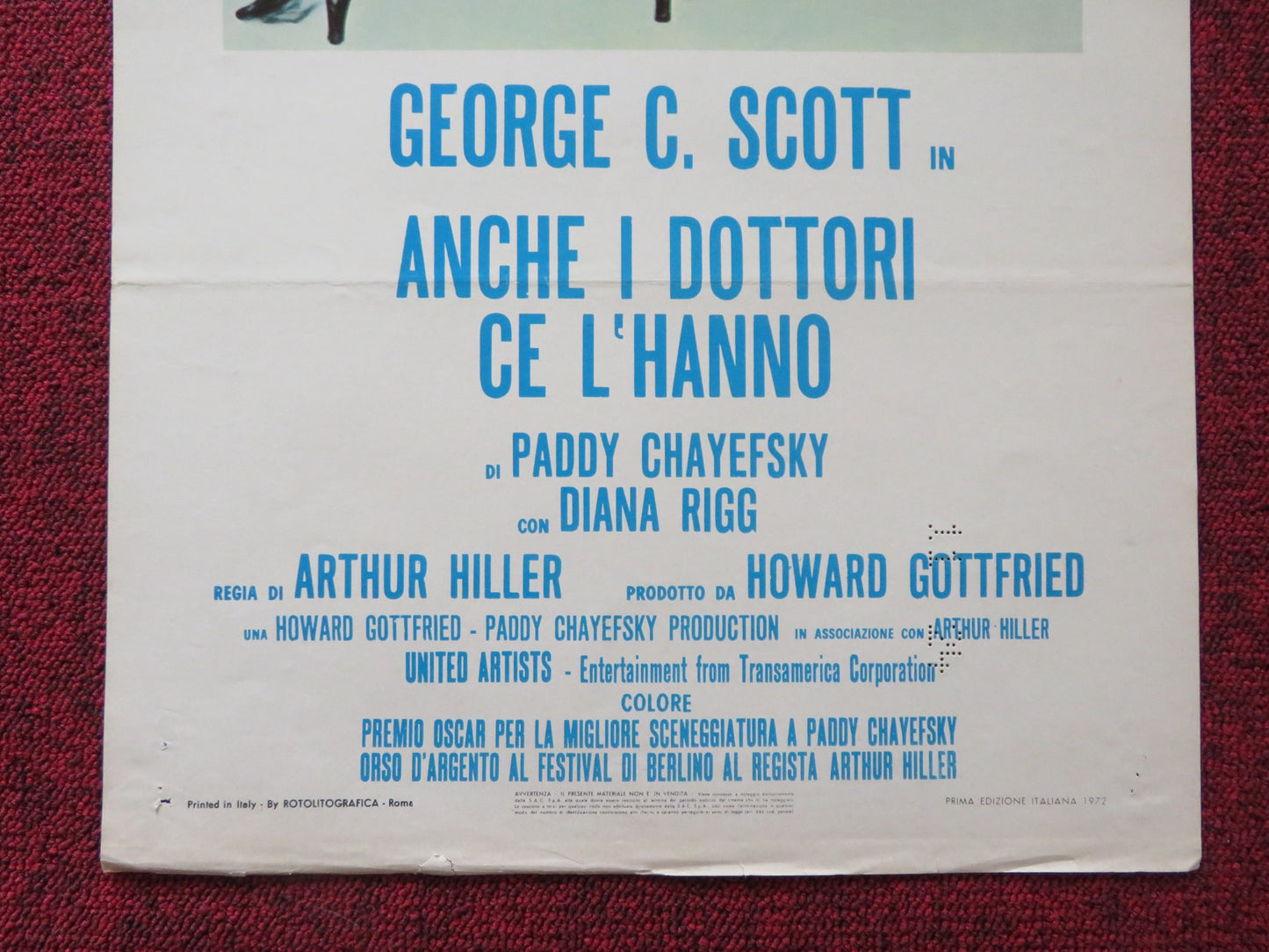 THE HOSPITAL ITALIAN LOCANDINA POSTER GEORGEC. SCOTT DIANA RIG 1971