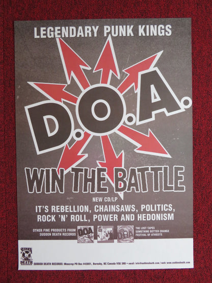 D.O.A US MUSIC PROMO POSTER ALBUM POSTER 2002