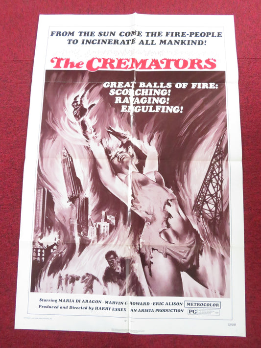 THE CREMATORS FOLDED US ONE SHEET POSTER MARIA DE ARAGON MARVIN HOWARD 1972