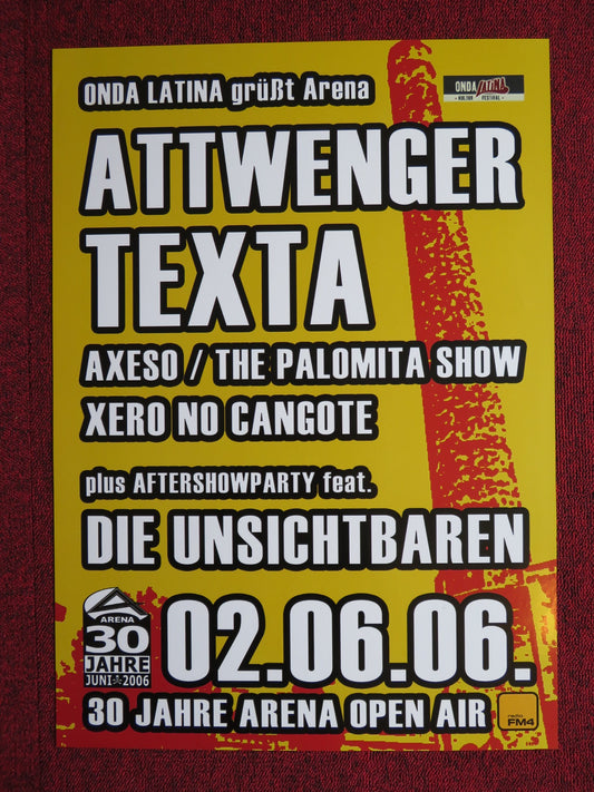 ONDA LATINA  ATTWENGER TEXTA AUSTRIAN MUSIC PROMO POSTER 2006