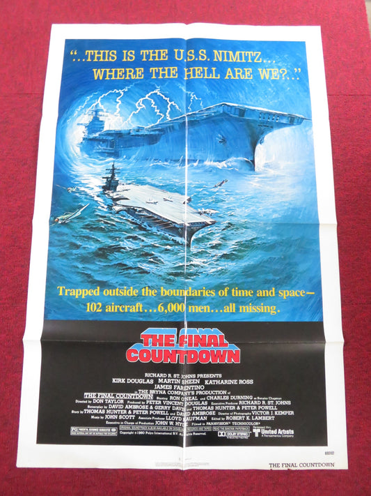 THE FINAL COUNTDOWN FOLDED US ONE SHEET POSTER KIRK DOUGLAS MARTIN SHEEN 1980