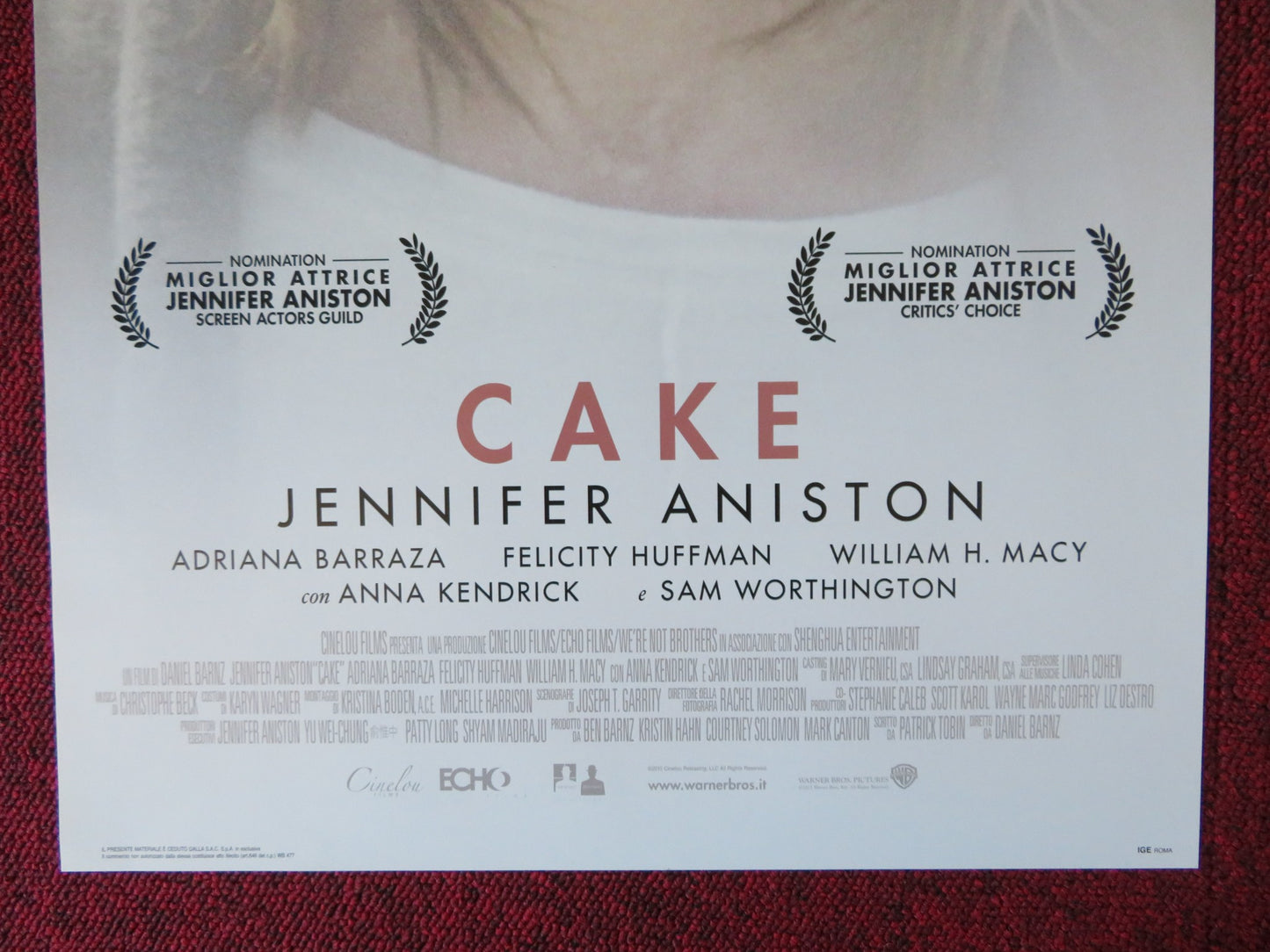 CAKE ITALIAN LOCANDINA POSTER JENNIFER ANISTON 2014