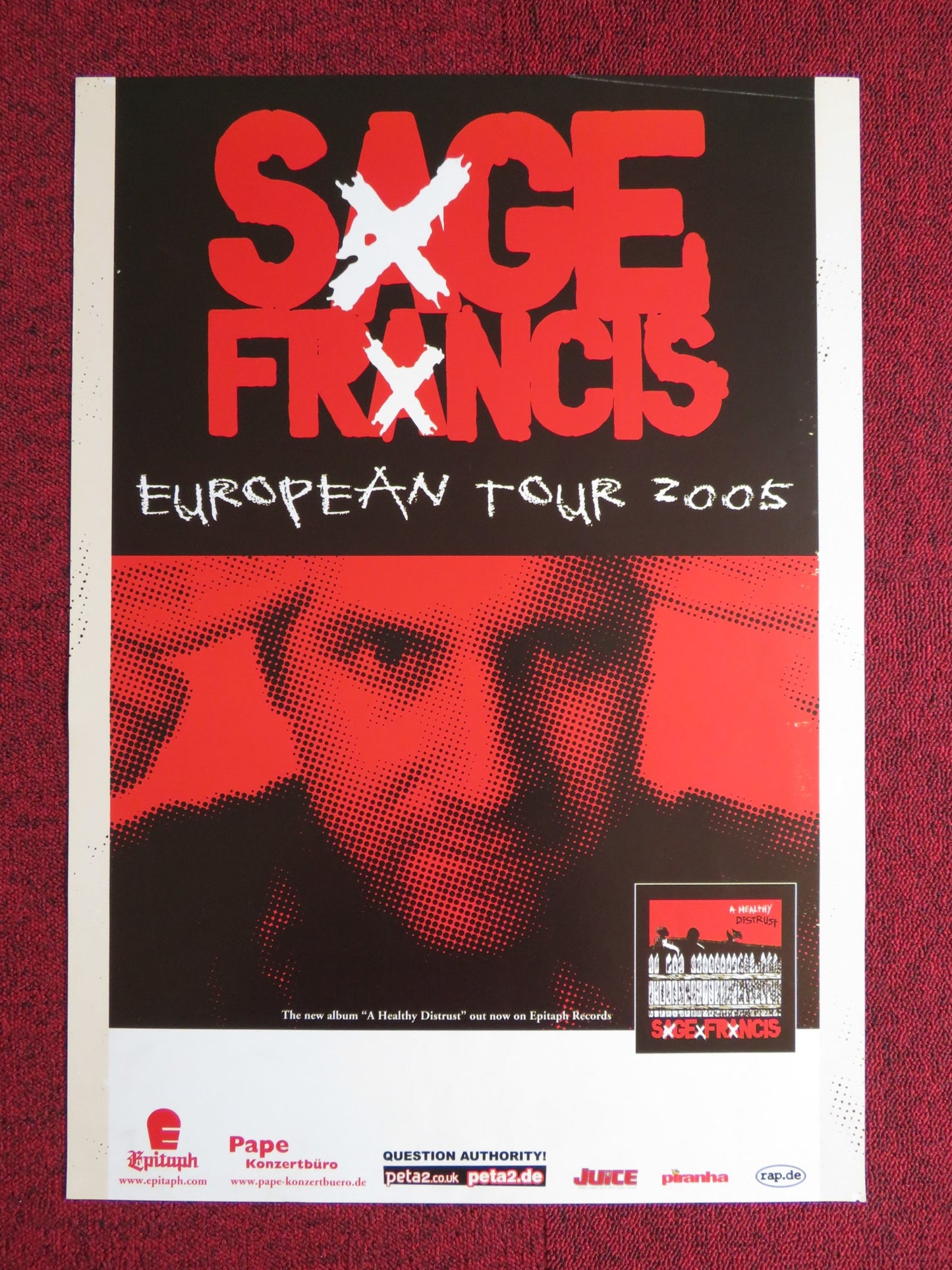 SAGE FRANCIS A HEALTHY DISTRUST GERMAN MUSIC PROMO ALBUM / TOUR POSTER 2005