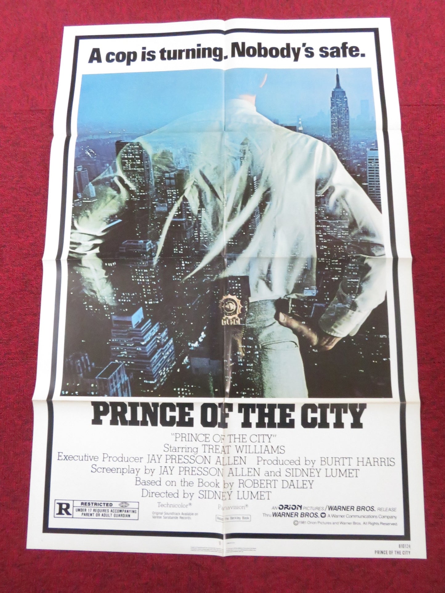 PRINCE OF THE CITY - B FOLDED US ONE SHEET POSTER TREAT WILLIAMS ORBACH 1981