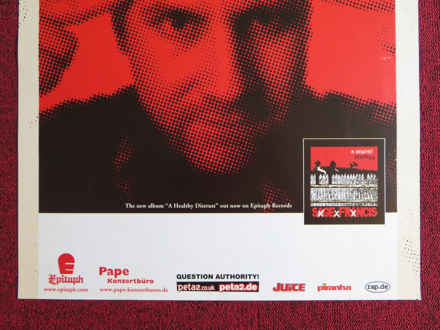 SAGE FRANCIS A HEALTHY DISTRUST GERMAN MUSIC PROMO ALBUM / TOUR POSTER 2005