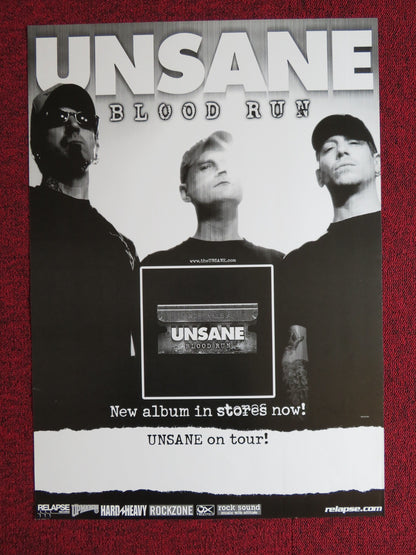 UNSANE BLOOD RUN US MUSIC PROMO ALBUM POSTER 2005