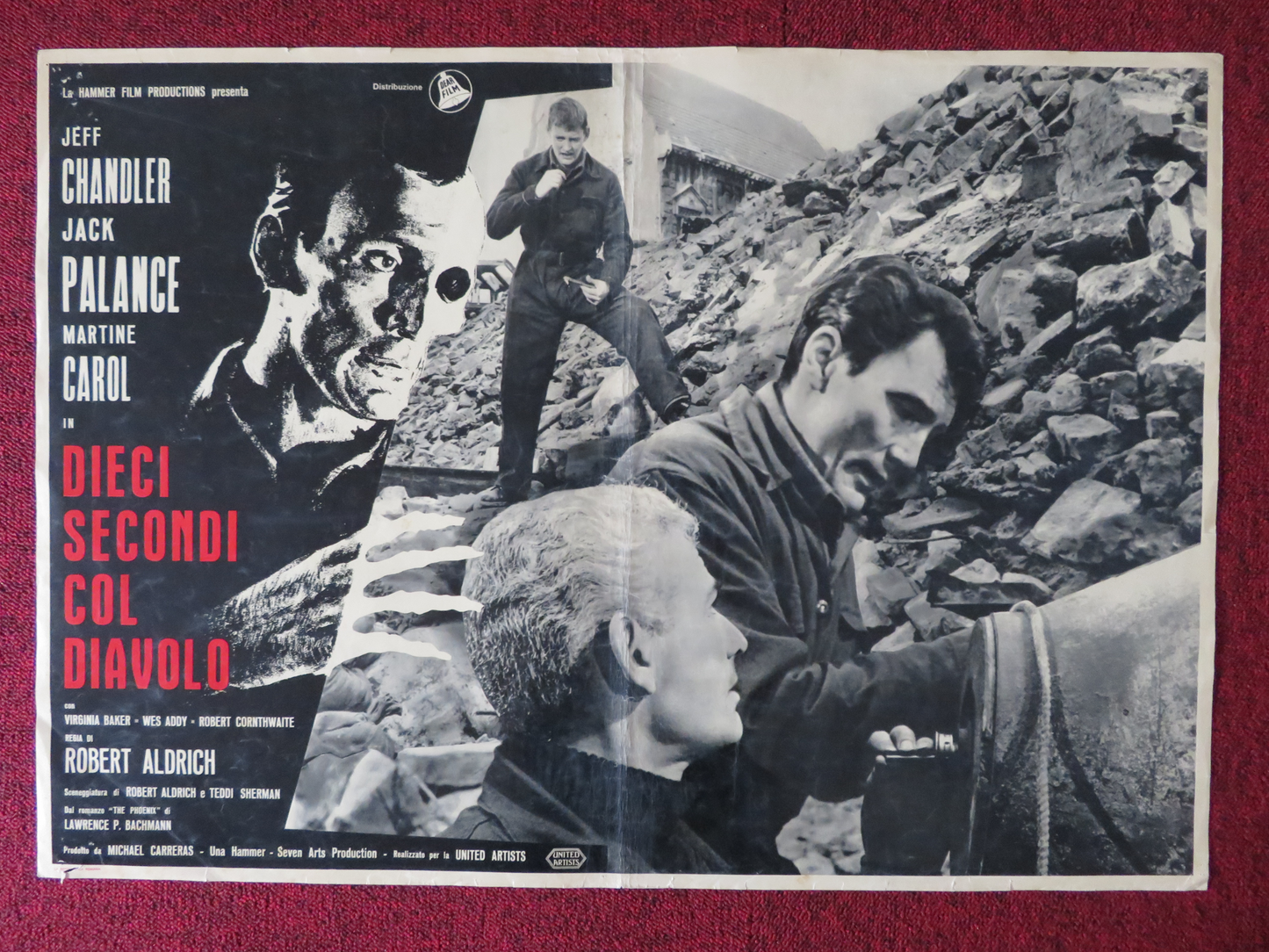 TEN SECONDS TO HELL ITALIAN FOTOBUSTA POSTER JEFF CHANDLER JACK PALANCE 1959