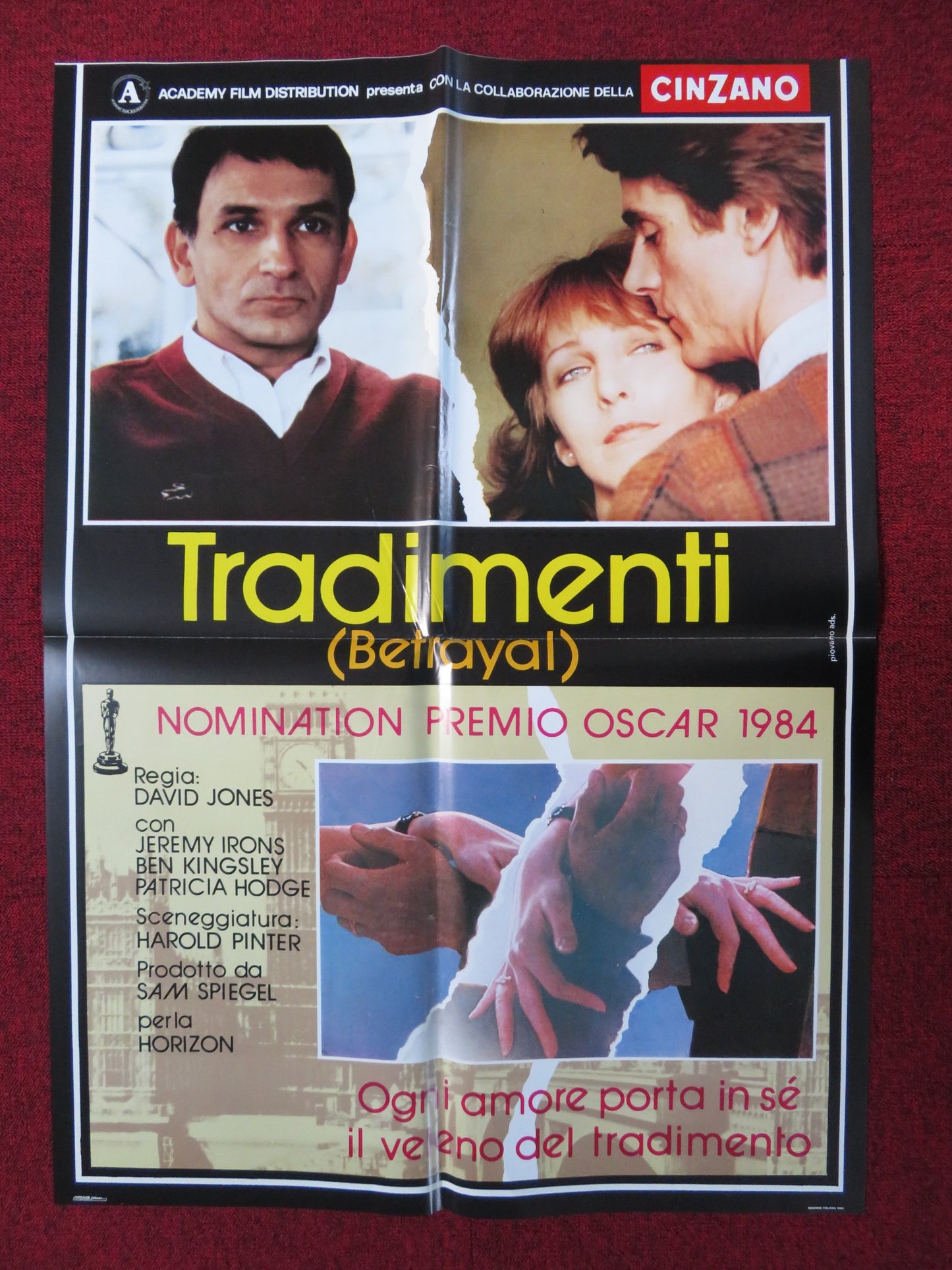 BETRAYAL ITALIAN FOGLIO POSTER JEREMY IRONS BEN KINGSLEY 1984