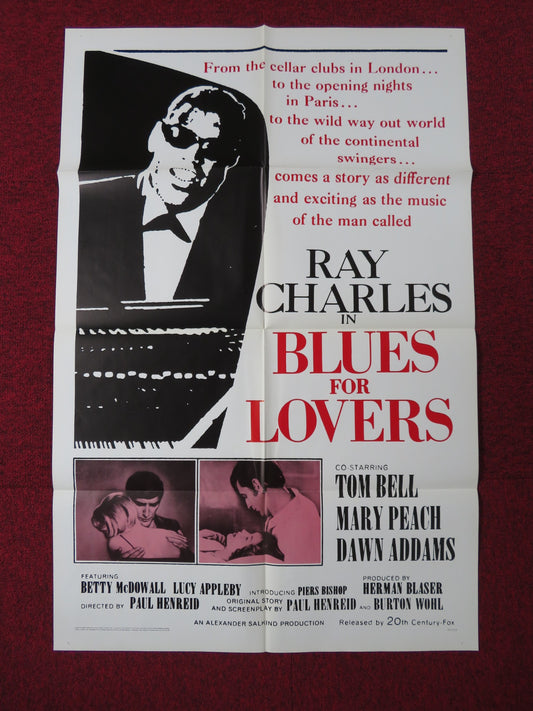 BLUES FOR LOVERS FOLDED US ONE SHEET POSTER RAY CHARLES TOM BELL 1966