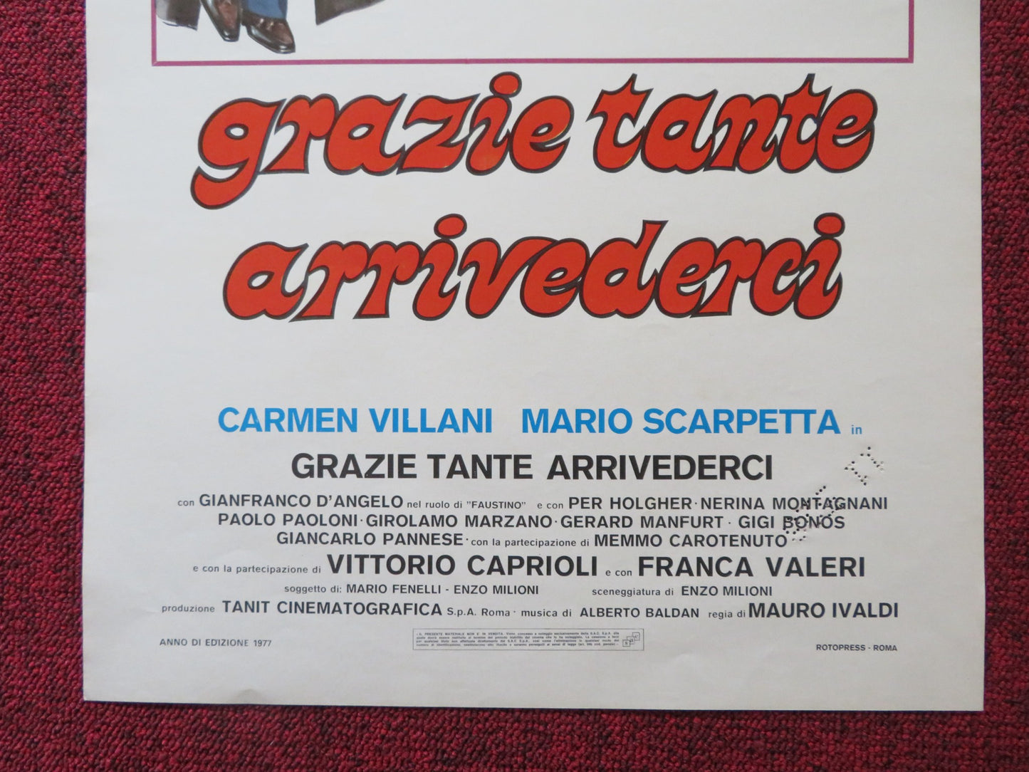 GRAZIE TANTE ARRIVEDEREI ITALIAN LOCANDINA POSTER CARMEN VILLANI 1977