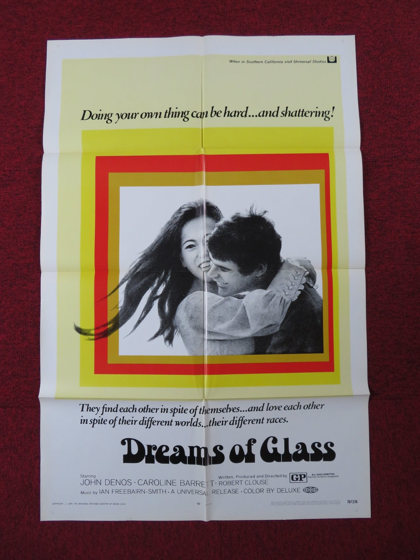 DREAMS OF GLASS FOLDED US ONE SHEET POSTER JOHN DENOS CAROLINE BARRETT 1970