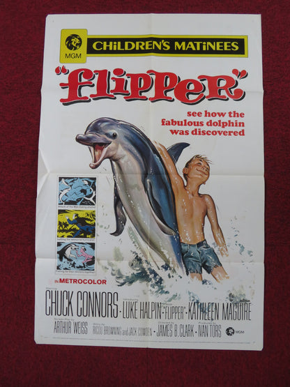 FLIPPER FOLDED US ONE SHEET POSTER CHUCK CONNORS LUKE HALPIN 1970